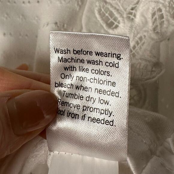 So White Cropped Eyelet Sleeveless Broderie Frill Cotton Top Women's Medium - Picture 7 of 7